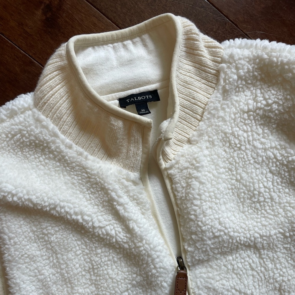 Talbots ivory fleece vest